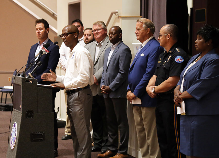 Commissioner May Speaks at Mobile Highway Lighting Press Conference in June
