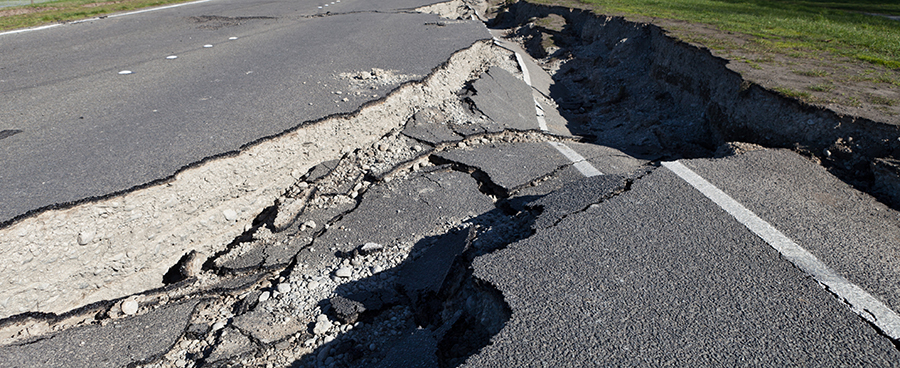 Earthquake 2 A cracked roadway after an earthquake.