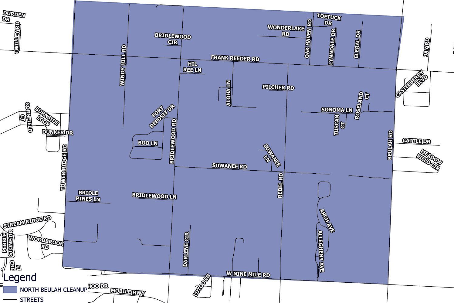North Beulah Neighborhood Cleanup Map