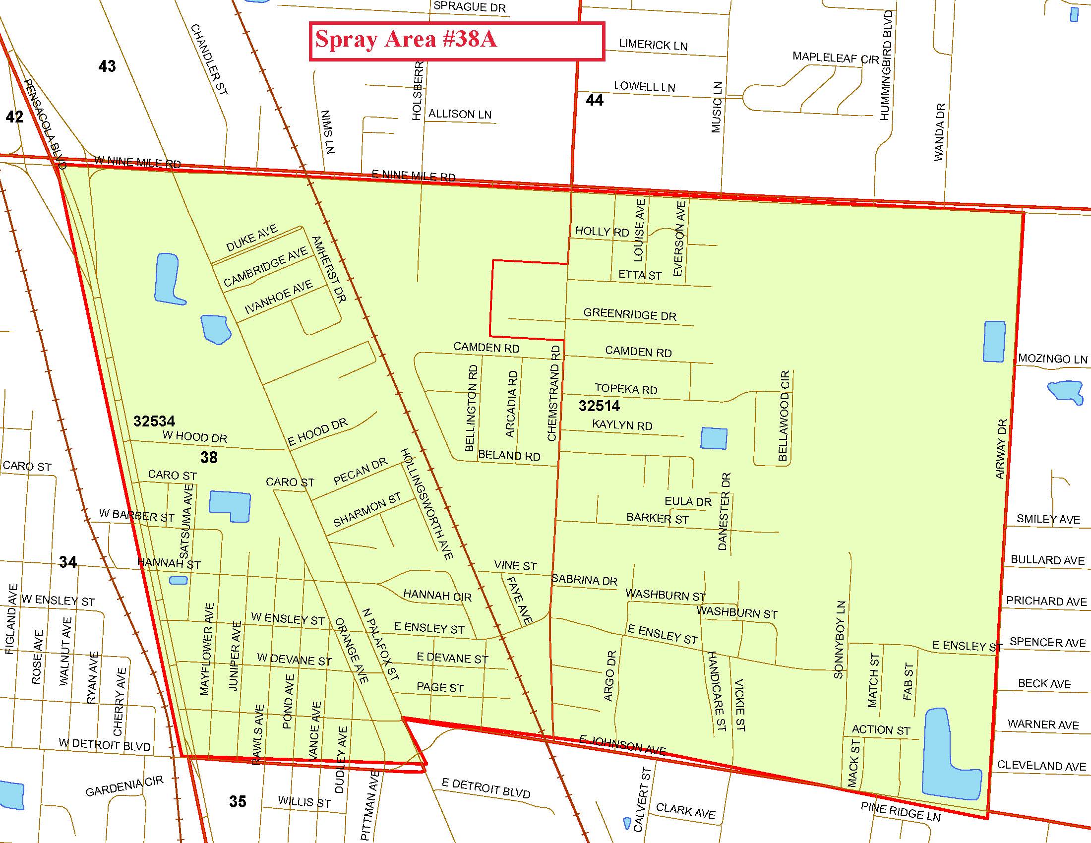 Spray Area 38A Map