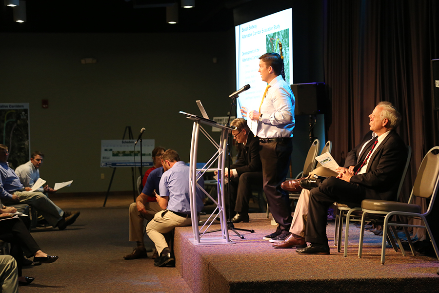 Commissioner Barry Speaks to the Crowd at the Beulah Expressway Meeting